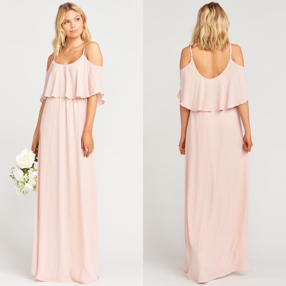 Show Me Your Mumu Pink Maxi Dress Caitlyn Bridesmaid Dusty Blush Crisp Sz S